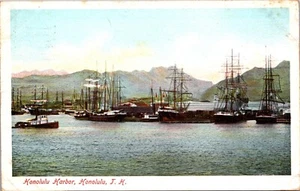 Honolulu Hafen, Hawaii Segelschiffe am Dock vor Staatlichkeit 1907 Postkarte - Bild 1 von 2