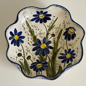 Vintage Rare Daisy Ware Australia Ceramics Large Serving Bowl Blue Floral Signed - Bild 1 von 9