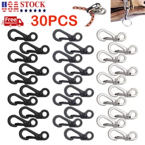 30 PIEZAS Pequeño Mosquetón de Acero Inoxidable Clip Carabina Clips Ganchos a Presión de Alta Resistencia - Imagen 1 de 15