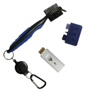 Golf Club Cleaning Brush Kit, Blue over Black, 3-Way Mini Brush & Pocket Brush - Picture 1 of 7