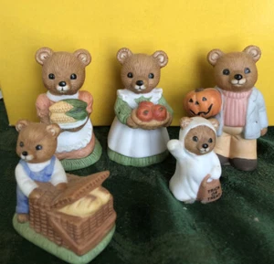 5 Homco Bears Autumn Fall Thanksgiving Halloween - Picture 1 of 1
