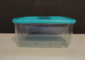 Tupperware 3151 Clear Mates 1L quadratischer stapelbehälter mit 6860 blauem Deckel - Bild 1 von 8