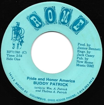 Buddy Patrick: "Pride And Honor America" - VG+ ultrarare '80 Rome Records! - Imagem 1 de 2