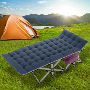 Portable Foldable Cot Guest Single Folding Bed Mattress Recliner Camping Bed - Picture 1 of 29
