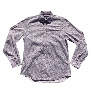 Jeff Banks Mens Casual Shirt Top Medium MD Pink Long Sleeve Cotton Button Floral - Picture 1 of 11