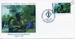 1942 WWII US MARINES LAND ON GUADALCANAL & SBD DAUNTLESS Aircraft Stamp FDC - Picture 1 of 3