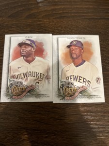 2022 Topps Allen Ginter Brewers McCutchen 105 and Cain 190 