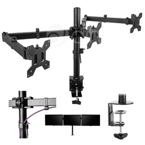 Dihl Triple Arm Screen Desk Mount Bracket LED Computer Monitor Stand 13-26” TV - Picture 1 of 6