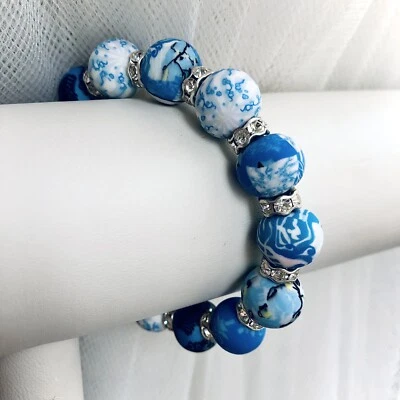 Коренастый серебряный ручной работы мяч эластичной браслет новый с Ярлыками - Изображение 1 из 2