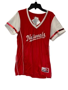 Majestic Women s Washington Nationals Curveball Babe T-Shirt Red-Medium - Picture 1 of 9