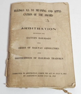 Antique 1913 Eastern Arbitration Award Rulings Eastern Railroads Railway - Picture 1 of 9
