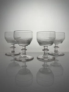 4 Antique Georgian Port Dram Crystal Glasses | Blaze Cut Bucket Ogee Bowl c1820 - Picture 1 of 19
