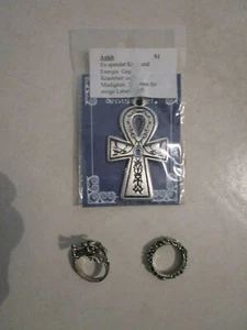  3tlg.Dark Gothic Schmuck Set Amulett Anhk Kreuz Ring Silber Drache Tribel - Bild 1 von 8