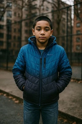 Chaqueta con Capucha Eddie Bauer Juvenil L 14/16 Azul Ombre Reversible Sherpa Puffer Foto 1 de 4