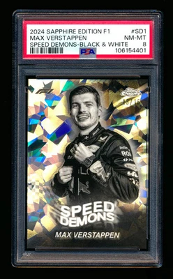 2024 Topps Chrome Sapphire F1 Speed Demons Max Verstappen Black White #/15 PSA 8 - Image 1 of 2