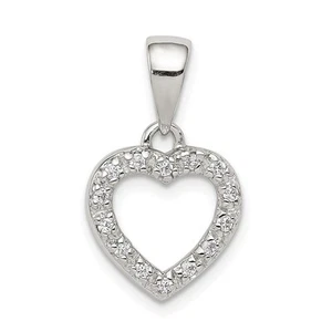 Sterling Silver and Cubic Zirconia Heart Shaped Pendant, 11mm - Picture 1 of 6