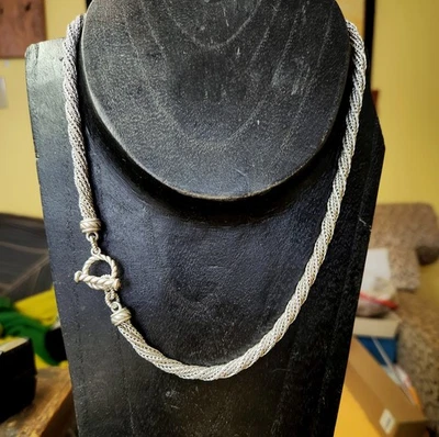 Judith Ripka Cadena Tejida Esterlina 20", Cierre de Palanca Triple Cadena Girada, Perfecto Foto 1 de 4