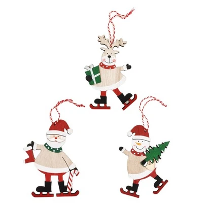 Cartoon Chip Ornaments Santa Claus Snowman Elk Tree Hanging Pendants - Image 1 of 4