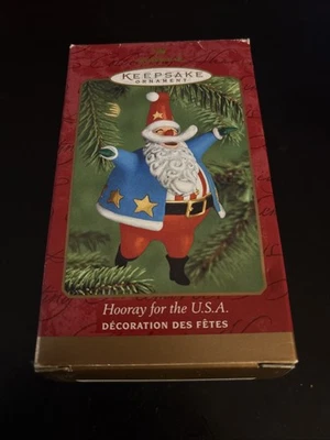 Винтажное патриотическое рождественское украшение на память 2000 Hallmark HOORAY FOR THE USA SANTA - Изображение 1 из 3