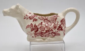 Vintage Charlotte Royal Crownford Ironstone Kuh Milchkännchen Krug rosa rot sitzend - Bild 1 von 15
