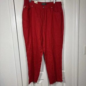 Neu mit Etikett Lauren Jeans Co Ralph Lauren 100 % Leinen Hose 16 W rot gerade Taschen - Bild 1 von 12