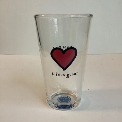Life Is Good Copo Rosa Coração 16 oz Cerveja Meia Linha Completa Bebida Transparente - Imagem 1 de 4