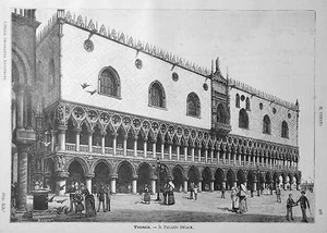 1891: VENEDIG = ANSICHT AUF DEN HERZOGSPALAST = ITALIEN.Xilo.ETNA.P.PremoliCm 25x18. - Bild 1 von 1