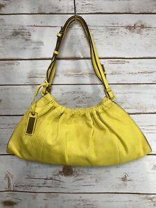 Gucci GG Satchel Purse Bag Leather Small Bright Yellow Pebbled Mini Handbag P4