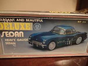Vintage Deluxe Open Sedan Tin Toy Friction Car 1954 Corvette Heavy Gauge MF 316 - Picture 1 of 9