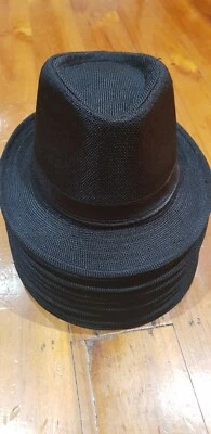  Pack of 10 Black Fedora Trilby Gangster Detective hat /Costume/ Party  - image 1 of 4