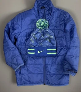 Gap Kids size 6 7 boys blue primaloft thin jacket AND Nike Youth Hat - Picture 1 of 5