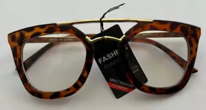 Demi Frame Clear Lens Sunglasses Gold Glasses - Picture 1 of 3