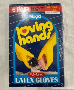 Vtg Loving Hands Lined Latex Deluxe Gloves Magla 5 New Sealed Pairs Size Medium - Picture 1 of 5