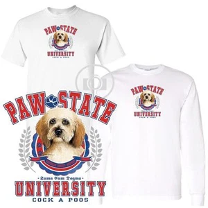 Cock A Poo Dog Paw State University Short / Long Sleeve White T Shirt M-3X - Picture 1 of 3