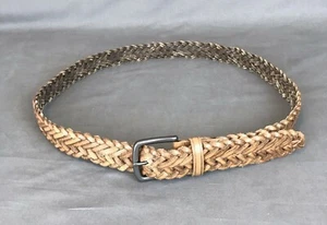 American Eagle Brown Braided Leather Belt Silver Tone Buckle - Grande - 1.25 - Imagen 1 de 5