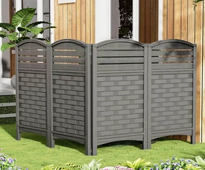 Air Conditioner Privacy Fence Trash Can Screen Resin Outdoor 4 Panels Enclosure - Picture 1 of 11