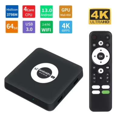 4K Smart TV Box Android 13 Quad Core Doppio WiFi Lettore multimediale Set Top Box - Immagine 1 di 4