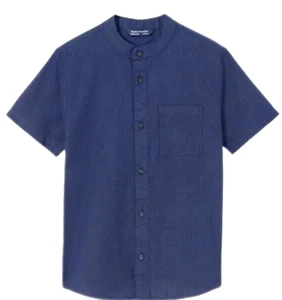 MAYORAL Nukutavake Linen S/S  Shirt -Navy -NWT Boys 8 - Picture 1 of 3