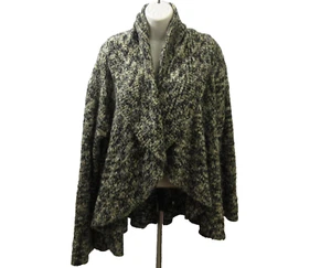 Jones New York Collection Open Cardigan Sweater Sz XL Black Textured Curved Hem - Picture 1 of 10