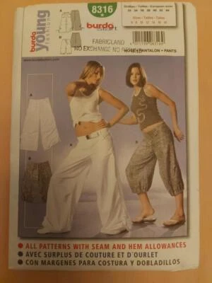 Burda 8316 Women's Wide Legged Pants & Capri's Pattern Size 6-8-10-12-14-16-18 - Image 1 of 2