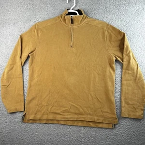 J.Crew Mens Pullover Sweatshirt Khaki Tan 1/4 Zip Mock Neck Long Sleeve Cotton M - Picture 1 of 10