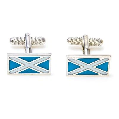 Par de gemelos bandera de Escocia boda padre papá elegante caja de regalo y paño de pulido Foto 1 de 4