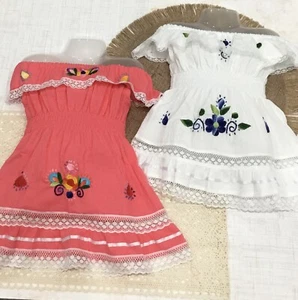 Girl Dress Assorted Colors Embroidered Traditional Style 100% Cotton Size 0-4T - Picture 1 of 17