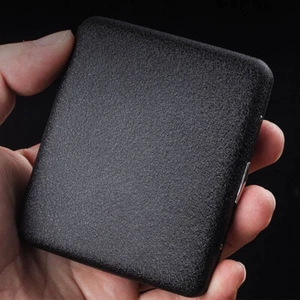 1Pc Sand Black Metal Cigarette Case Box Holder for 20 Regular Cigarettes USA - Picture 1 of 12