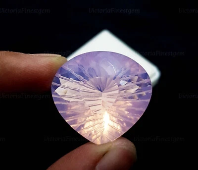 Rose Quartz 55 Carat Heart Shape Glass Field Loose Gemstone Pink Color - Image 1 of 4