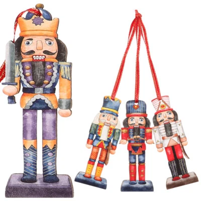 4 Pcs Nussknackerfiguren Anhänger Nussknacker-Ornament Nussknacker-Ornamente - Bild 1 von 4