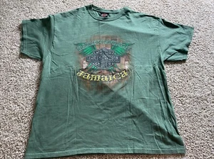 Vintage Harley Davidson Jamaica Pirate Skull Front and Back Green Tee - XL - Picture 1 of 8