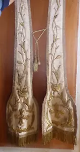 étole pastorale Liturgique Prêtre fil d'or silk brocade clergy preist gold - Imagen 1 de 9