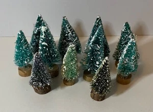 Modern Mini Christmas Bottle Brush Tree Lot (11) Six 2 3/8”, Three 2 1/8” Two 2” - Picture 1 of 7