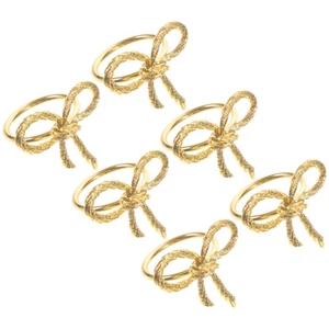 6 Pcs Portatovagliolo Con Fiocco Ornamento Del Decorazione Dell'anello Di Cena - Foto 1 di 12